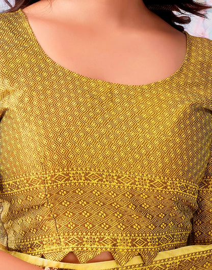 Yellow & Golden Silk Plain Saree