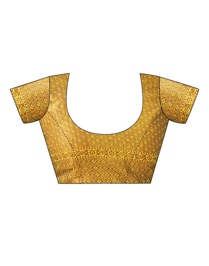 Yellow & Golden Silk Plain Saree