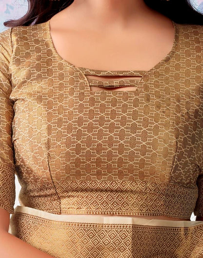 Beige Silk Plain Saree