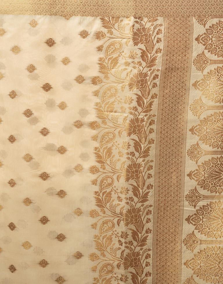 Beige Silk Plain Saree