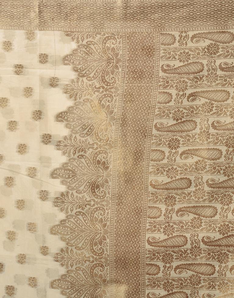 Beige Silk Plain Saree