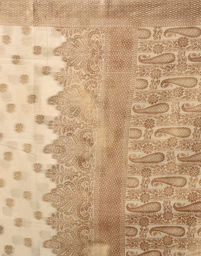 Beige Silk Plain Saree