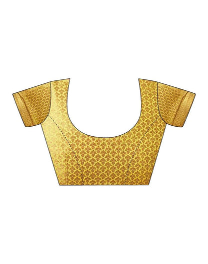 Yellow & Gold Printed Silk Plain Saree