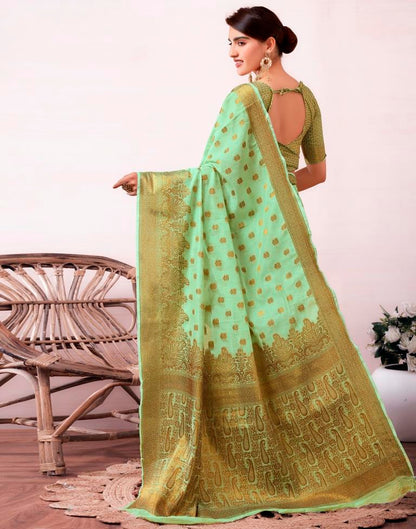 Pista Green Silk Plain Saree