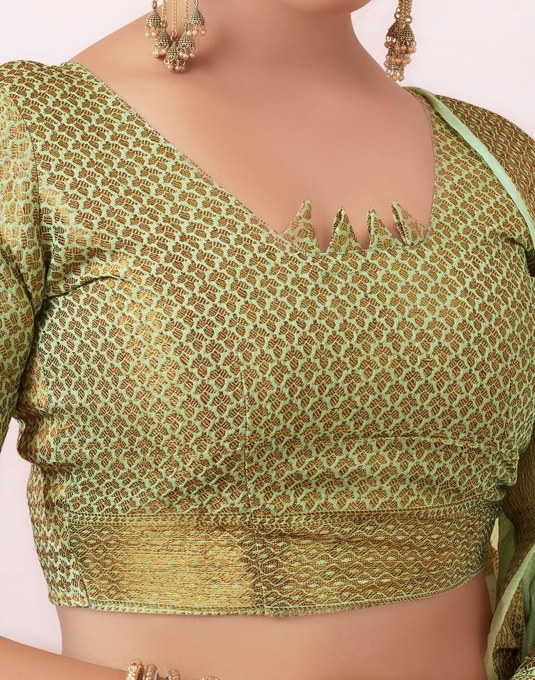 Pista Green Silk Plain Saree