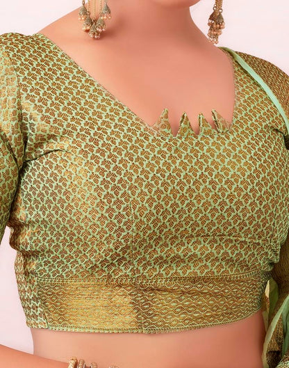 Pista Green Silk Plain Saree