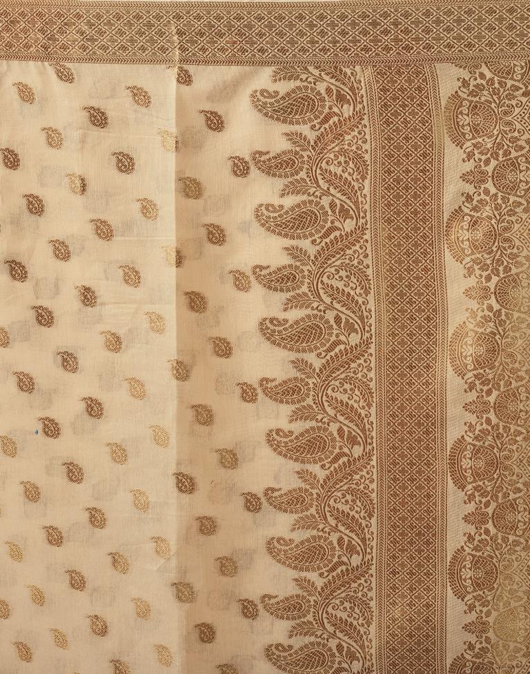 Beige Silk Plain Saree
