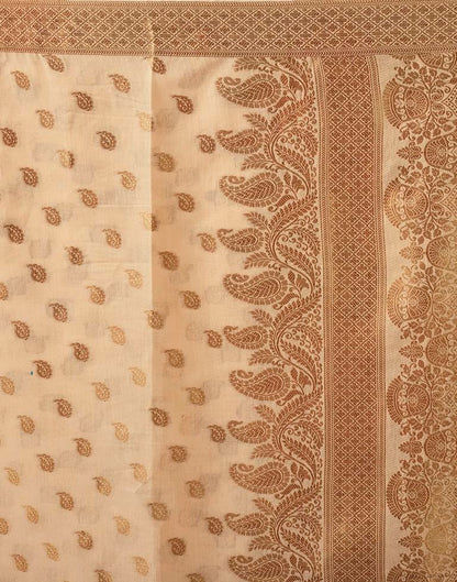 Beige Silk Plain Saree