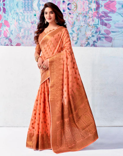 Peach Silk Plain Saree