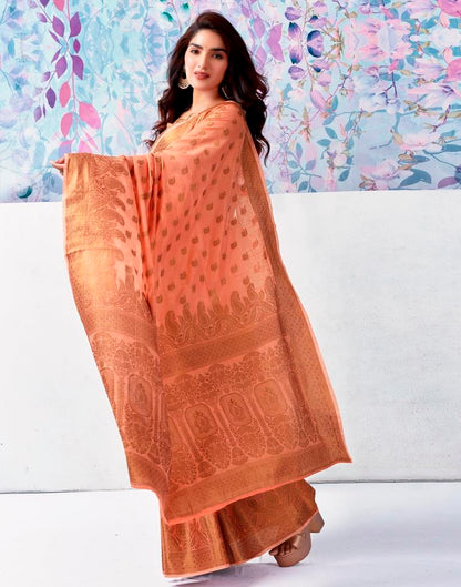 Peach Silk Plain Saree