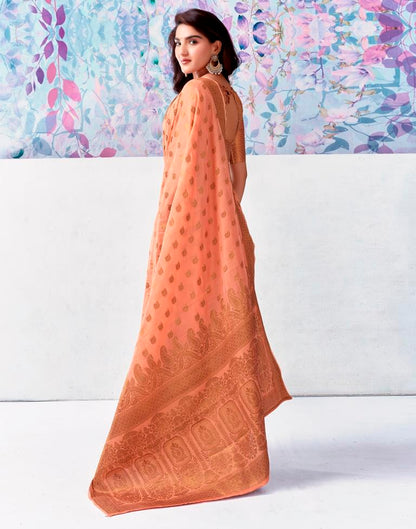 Peach Silk Plain Saree
