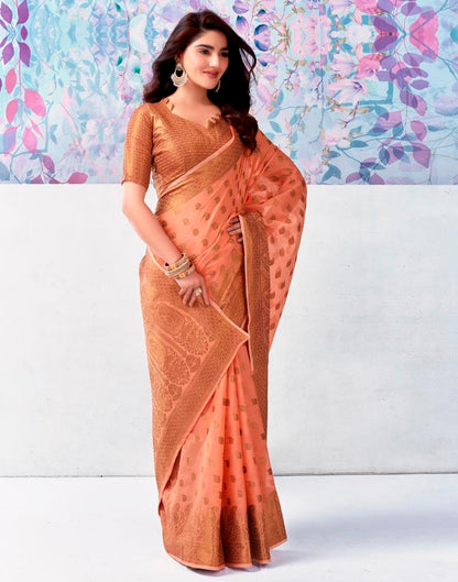 Peach Silk Plain Saree