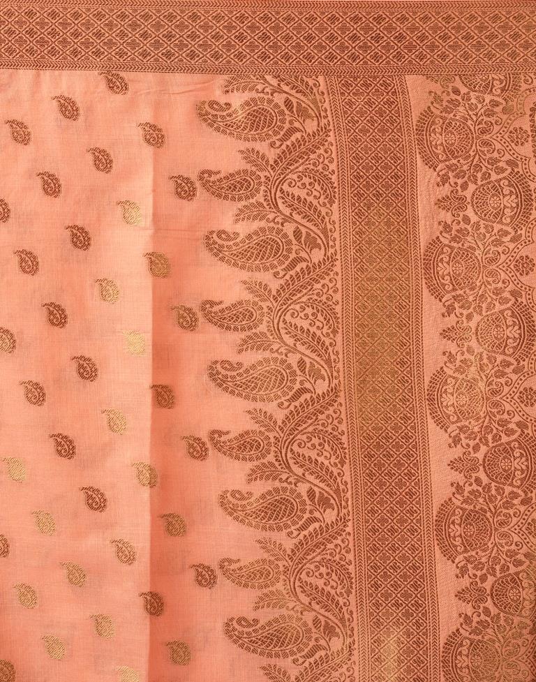Peach Silk Plain Saree