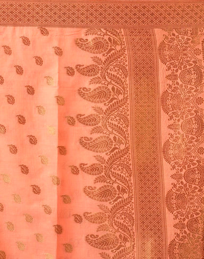 Peach Silk Plain Saree