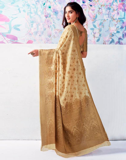 Beige Silk Plain Saree