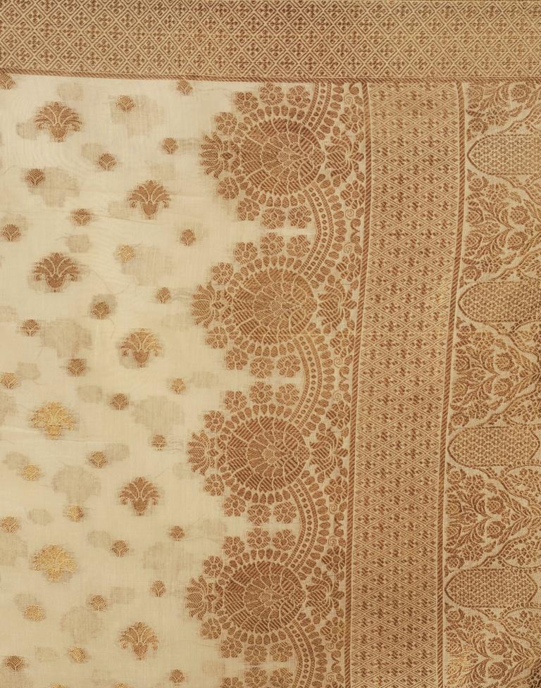 Beige Silk Plain Saree