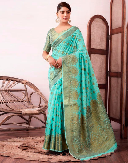 Light Blue Silk Plain Saree