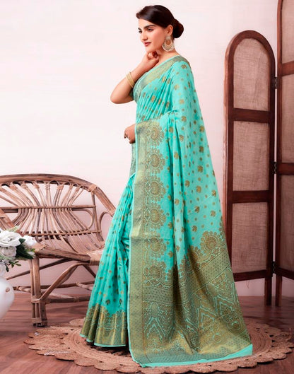 Light Blue Silk Plain Saree