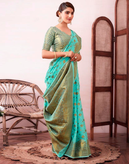 Light Blue Silk Plain Saree