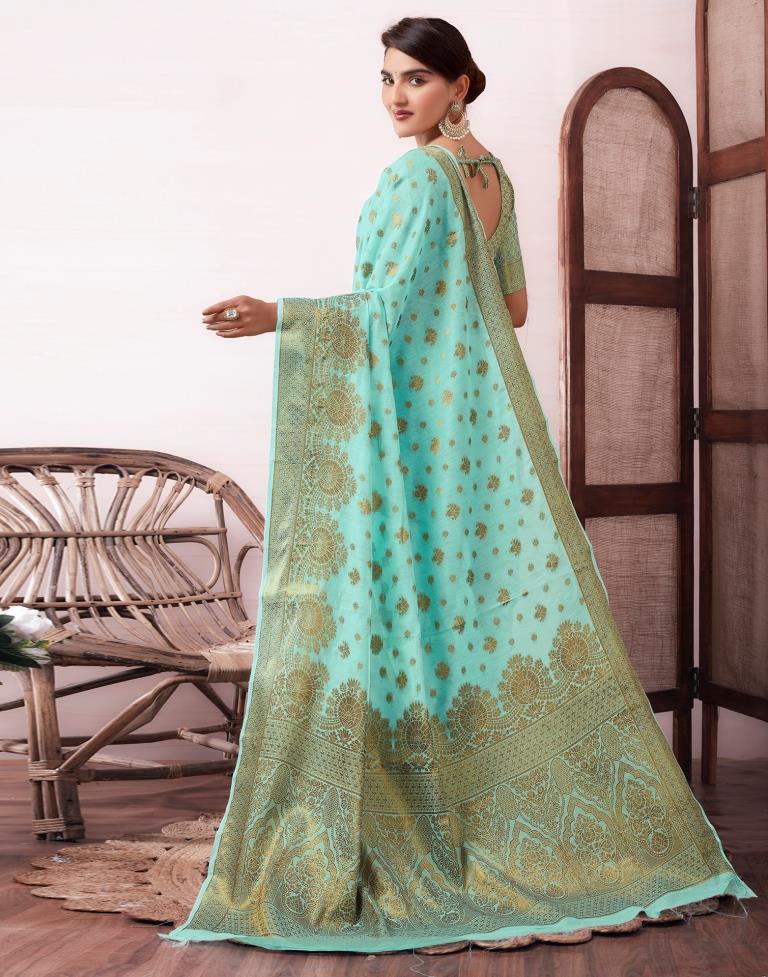 Light Blue Silk Plain Saree