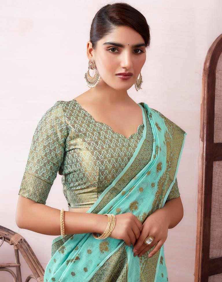 Light Blue Silk Plain Saree