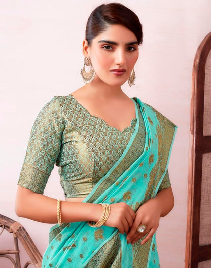 Light Blue Silk Plain Saree