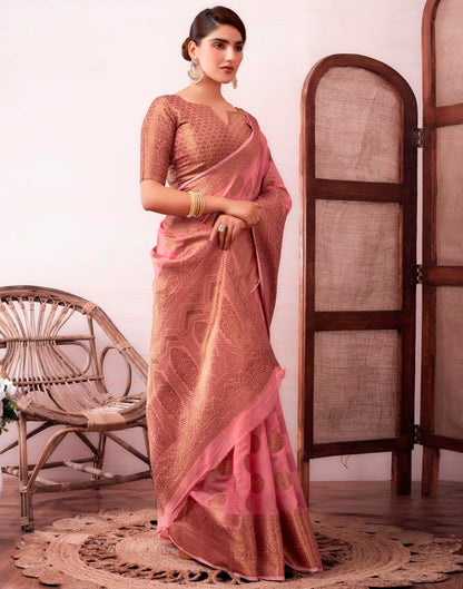 Dusty Pink Silk Plain Saree
