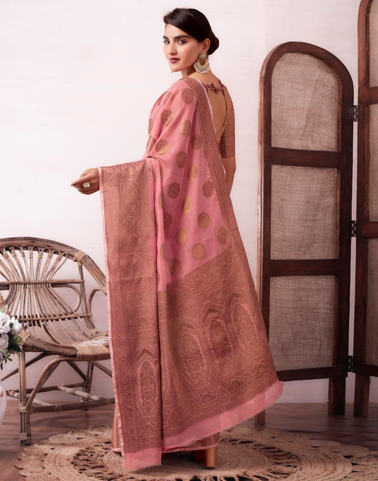 Dusty Pink Silk Plain Saree