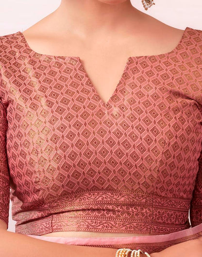 Dusty Pink Silk Plain Saree