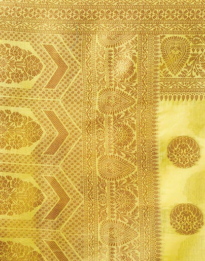 Yellow & Golden Silk Plain Saree