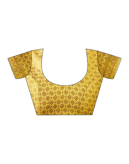 Yellow & Golden Silk Plain Saree
