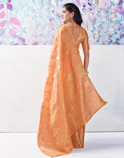 Light Orange Organza Woven Saree