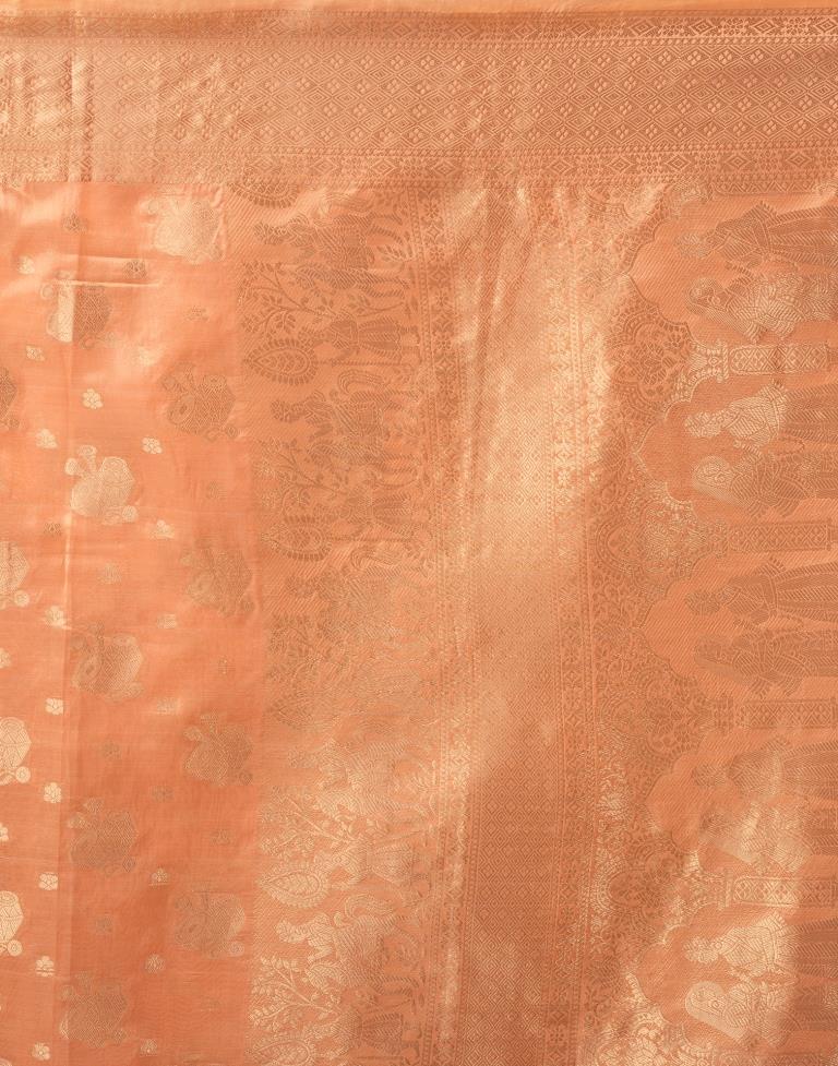 Light Orange Organza Woven Saree