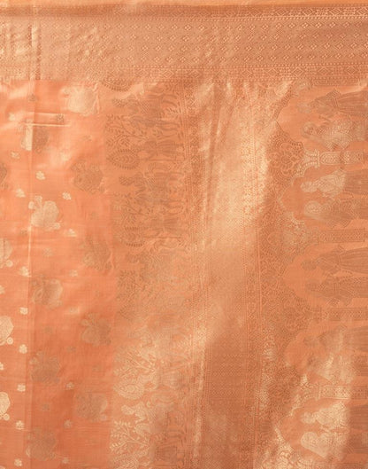 Light Orange Organza Woven Saree