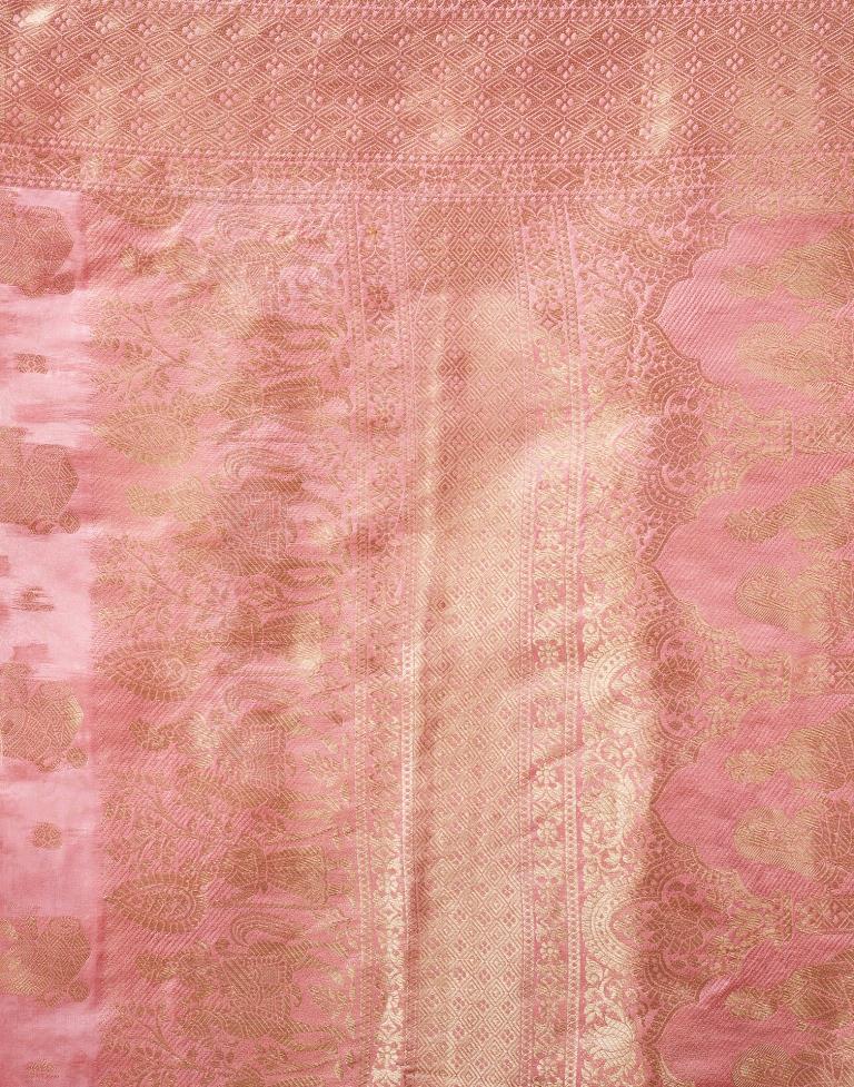Pink Organza Woven Saree