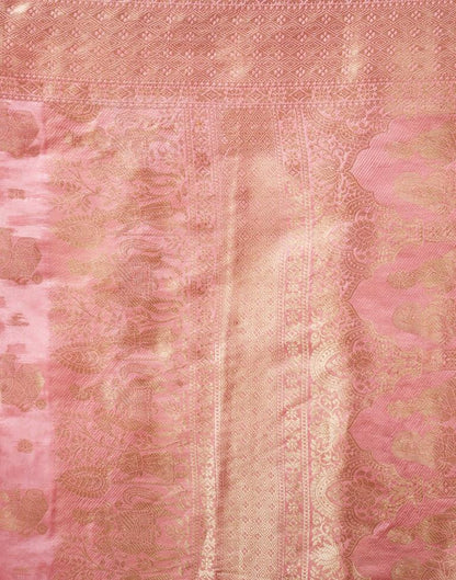 Pink Organza Woven Saree