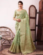 Pista Green Organza Woven Saree