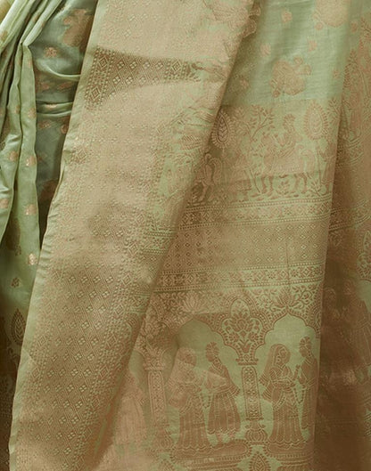 Pista Green Organza Woven Saree