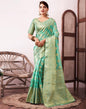 Light Blue Organza Woven Saree