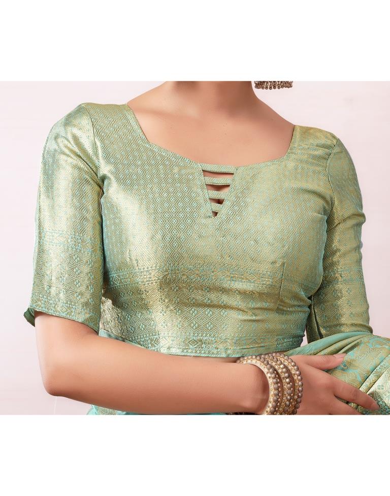 Light Blue Organza Woven Saree