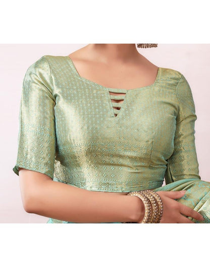 Light Blue Organza Woven Saree