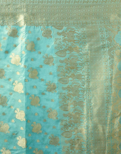 Light Blue Organza Woven Saree
