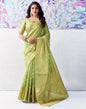 Pista Green Organza Woven Saree