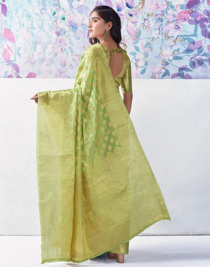 Pista Green Organza Woven Saree