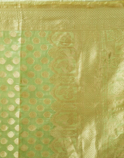 Pista Green Organza Woven Saree