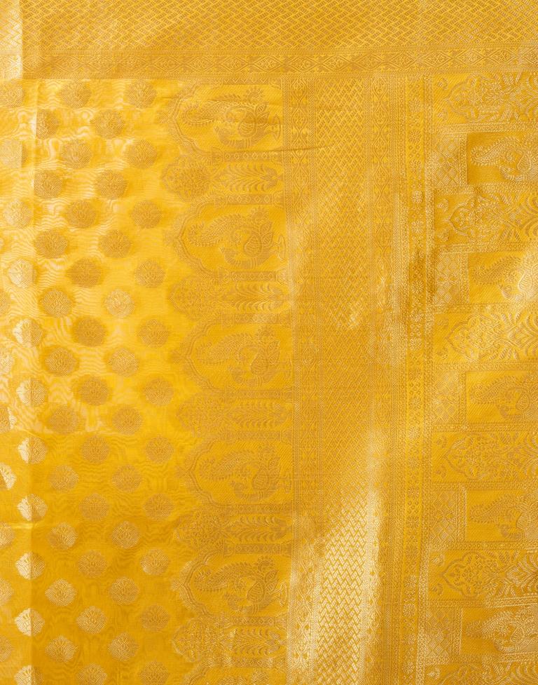 Yellow Organza Woven Saree