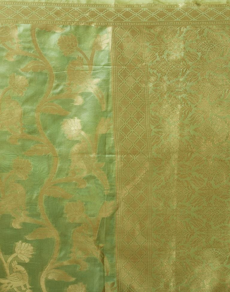 Pista Green Organza Woven Saree