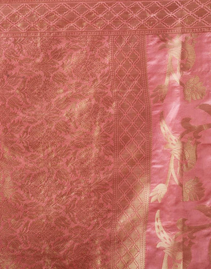 Dusty Pink Organza Woven Saree