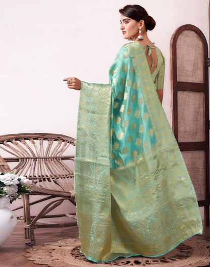 Light Blue Organza Woven Saree