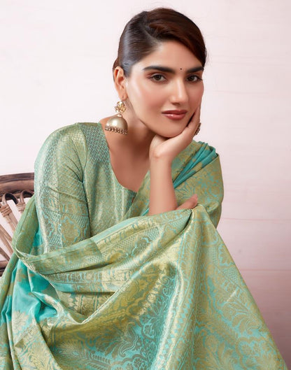 Light Blue Organza Woven Saree